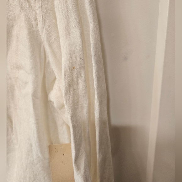 NWT - Linen Coldwater Creek White Camp Button Down Shirt - Size XL - Picture 6 of 7